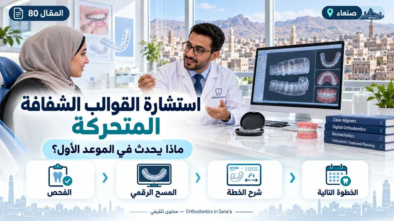 استشارة القوالب الشفافة المتحركة للأسنان في صنعاء: ماذا يحدث في الموعد الأول؟