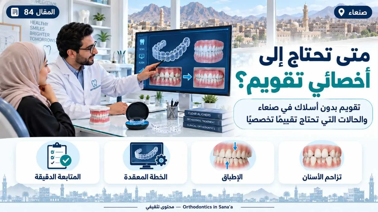 تقويم بدون أسلاك في صنعاء: متى تحتاج إلى رأي أخصائي تقويم؟