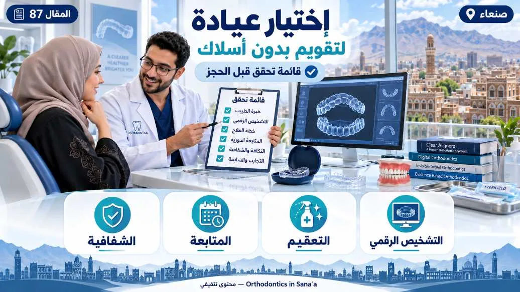 اختيار عيادة لتقويم بدون أسلاك في صنعاء: قائمة تحقق قبل الحجز