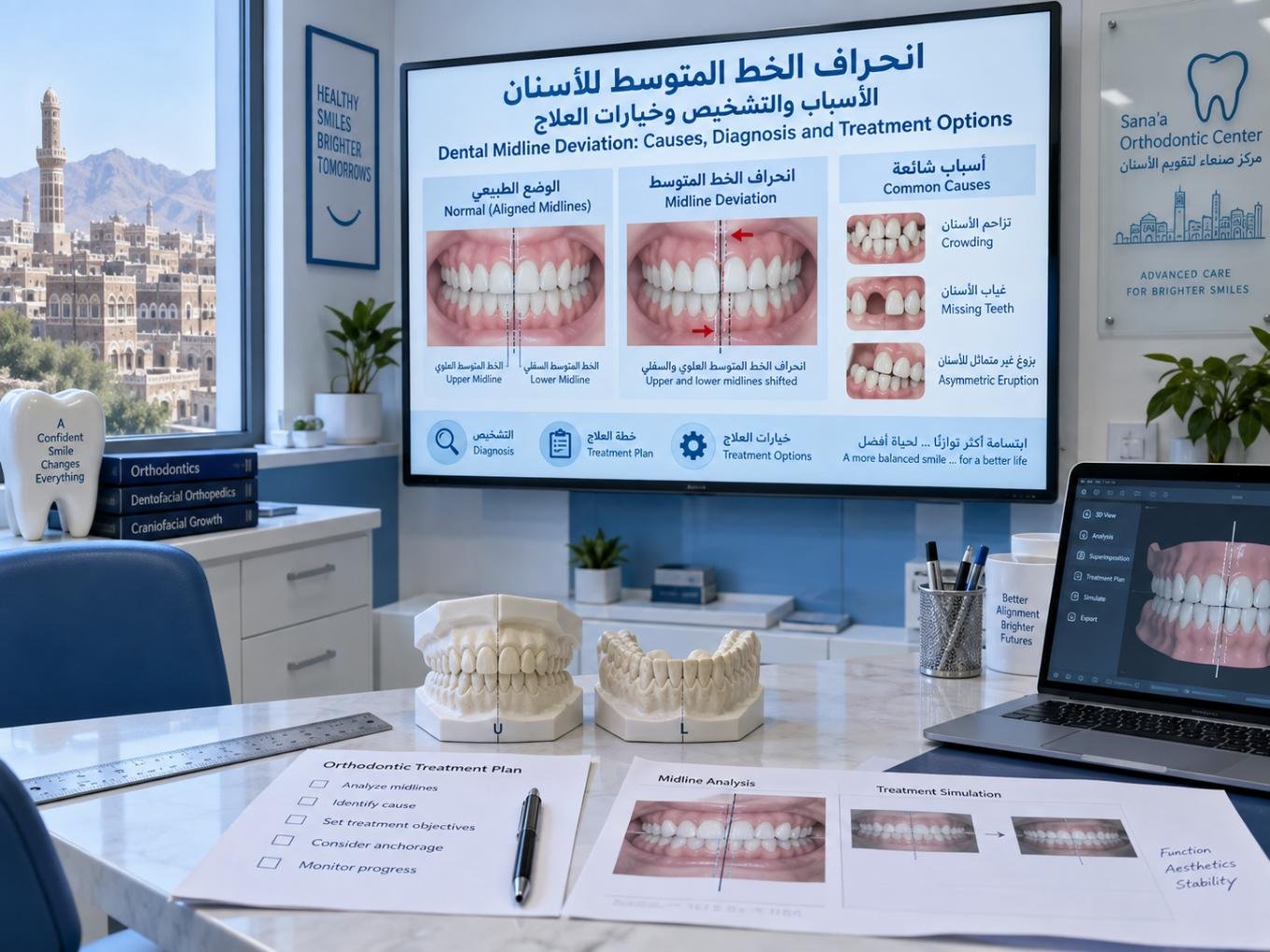 انحراف الخط المتوسط للأسنان: الأسباب والتشخيص وخيارات العلاج
